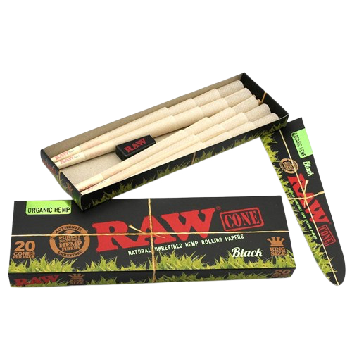 RAW Black Organic PreRolled Cones King Size 20er Pack